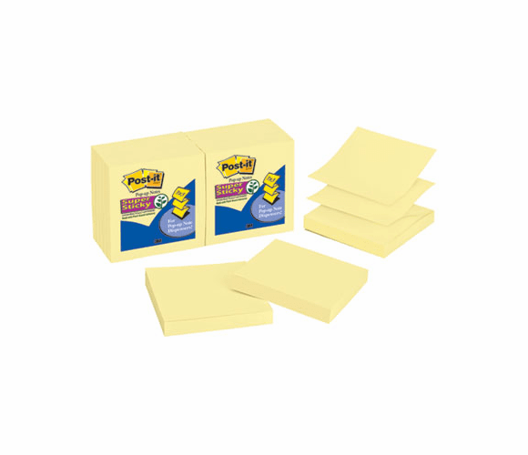 MMMR33012SSCY Super Sticky Pop-Up Refill, 3 x 3, Canary Yellow, 12 90-Sheet Pads/Pack By 3M/COMMERCIAL TAPE DIV.