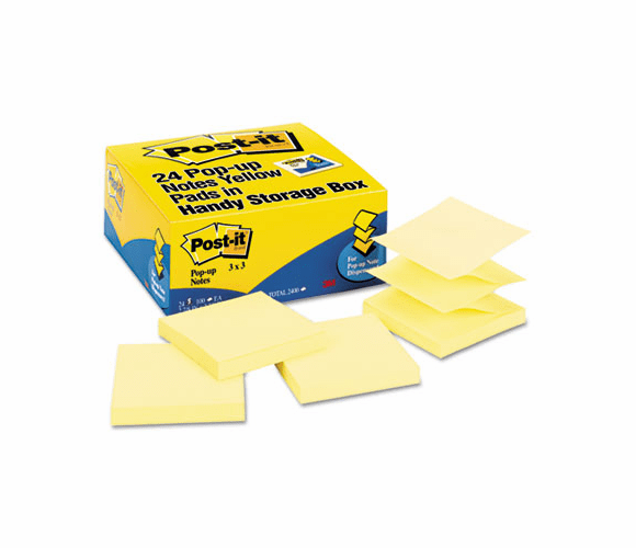 MMMR33024VAD Pop-Up Note Refills, 3 x 3, Canary Yellow, 24 100-Sheet Pads/Pack By 3M/COMMERCIAL TAPE DIV.