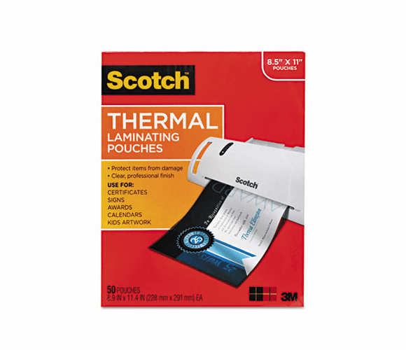 MMMTP385450 Letter size thermal laminating pouches, 3 mil, 11 1/2 x 9, 50/pack By 3M/COMMERCIAL TAPE DIV.