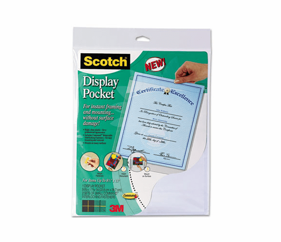 MMMWL854C Display Pocket, Removable Interlocking Fasteners, Plastic, 8-1/2 x 11, Clear By 3M/COMMERCIAL TAPE DIV.