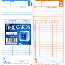 Monthly/Semi-Monthly Time Cards for ATR120 (250) By Acroprint
