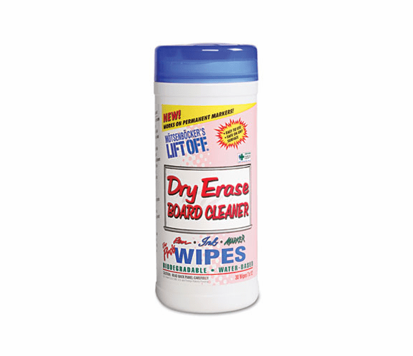 MOT42703EA Dry Erase Cleaner Wipes, 7 x 12, 30/Canister By MOTSENBOCKER'S
