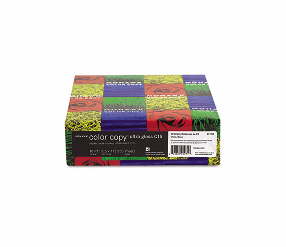 MOW37104 Color Copy Ultra Gloss Cover, 90 lbs., 90 Brightness, Letter, White, 250 Sheets By MOHAWK FINE PAPERS