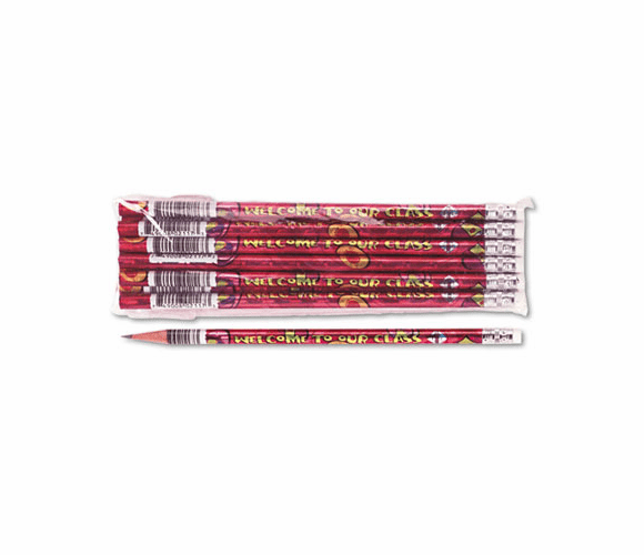 MPD2117B Decorated Wood Pencil, Welcome To Our Class, HB #2, Red Brl, Dozen By MOON PRODUCTS