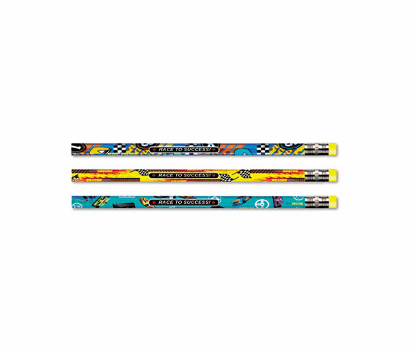 MPD52064B Decorated Pencil, Race to Success!, HB, 2.1 mm, Assorted Barrel, Black, 12/Pack By MOON PRODUCTS
