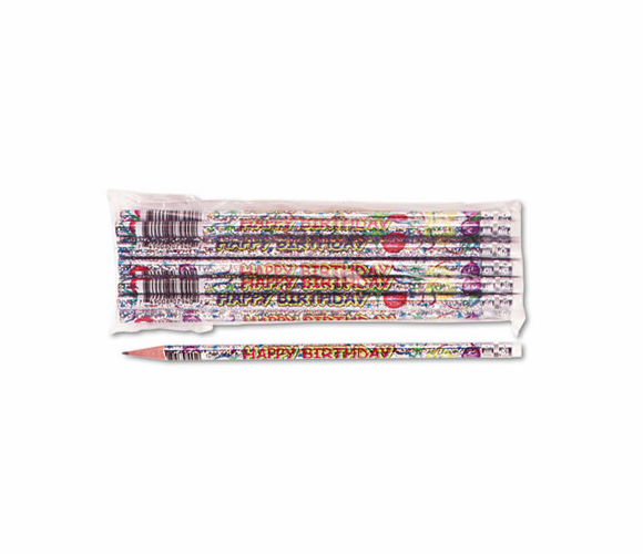 MPD7940B Decorated Pencil, Happy Birthday, #2, Holographic SR Brl, Dozen By MOON PRODUCTS