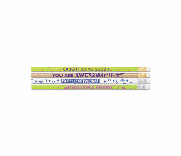 MPD8207 Award Woodcase Pencil, Motivational Assortment, HB #2, Gross By MOON PRODUCTS