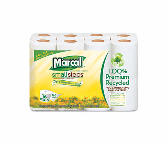 MRC16466 100% Premium Recycled 2-Ply Toilet Tissue, 96 Rolls/Carton By MARCAL MANUFACTURING, LLC