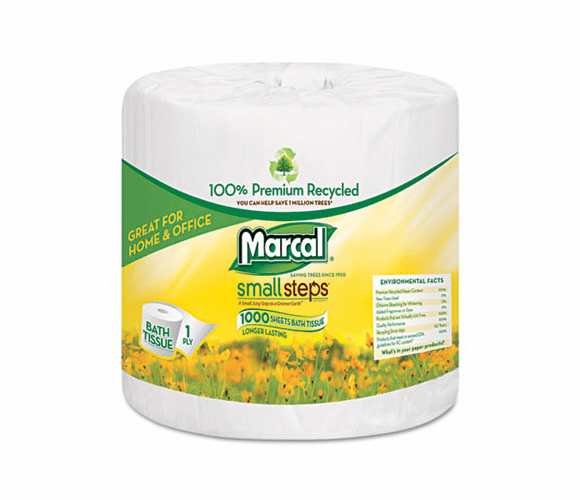 MRC4415 100% Premium Recycled 1-Ply Bath Tissue, 1000 Sheets/Roll, 40 Rolls/Carton By MARCAL MANUFACTURING, LLC