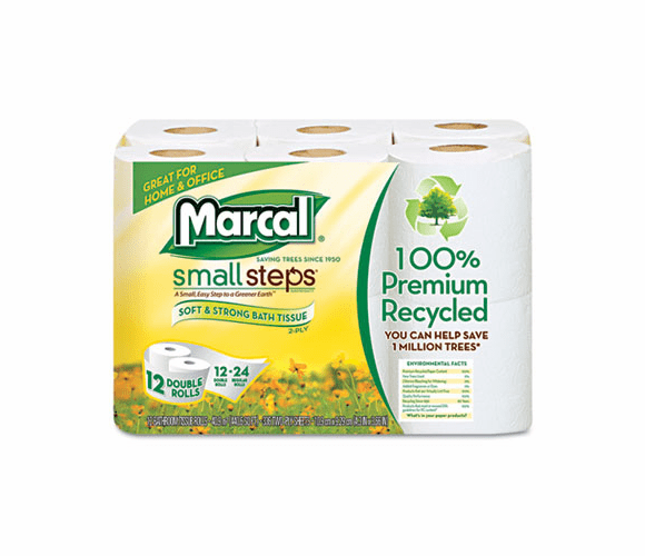 MRC6112 100% Recycled Double Roll Bathroom Tissue, 12 Rolls/Pack By MARCAL MANUFACTURING, LLC