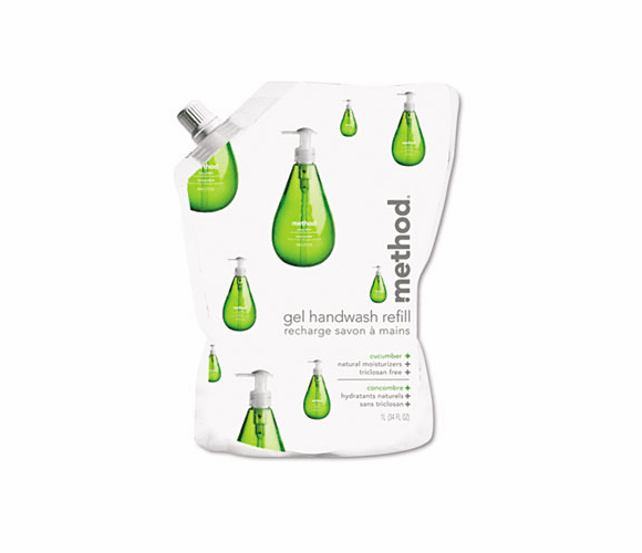 MTH00656 Gel Hand Wash Refill, 34 oz., Cucumber Scent, Plastic Pouch By METHOD PRODUCTS INC.