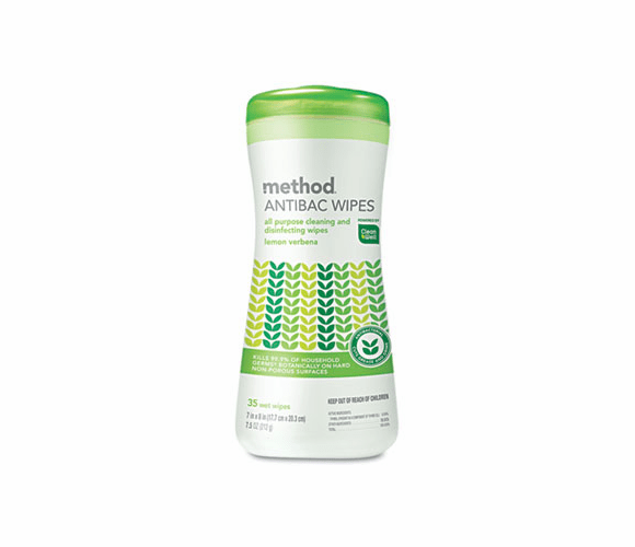 MTH01153 Antibacterial All-Purpose Wipes, Lemon Verbena, 35 Wipes/Canister By METHOD PRODUCTS INC.