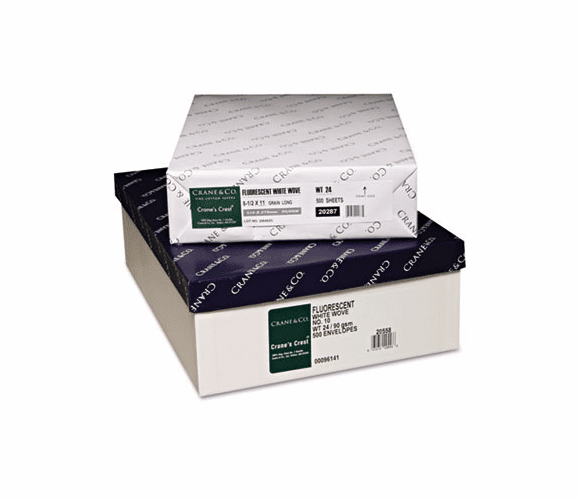 NEE20558 Crane's Crest 100% Cotton Envelope, 9 1/2 x 4 1/8, White 500/Box By NEENAH PAPER
