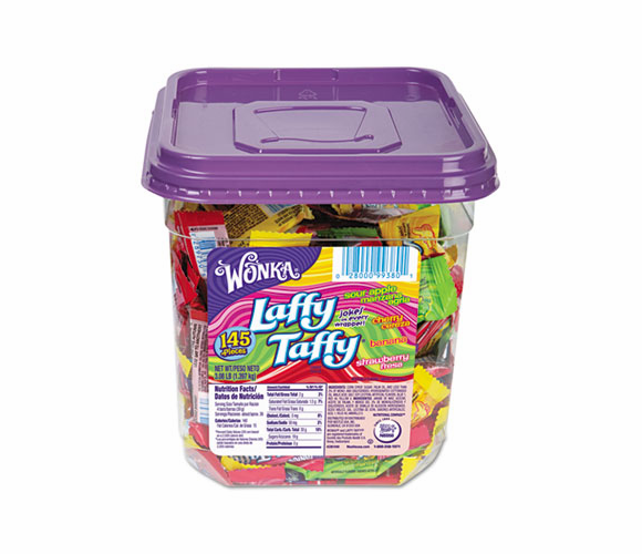 NES48749 Wonka Assorted Flavor Laffy Taffy, 3.08 lbs, 145 Wrapped Pieces/Tub By NESTLE