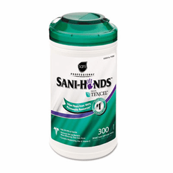 NICP92084 Sani-Hands II Sanitizing Wipes, 7 1/2 x 5 1/2, 300/Canister By NICE-PAK PRODUCTS, INC