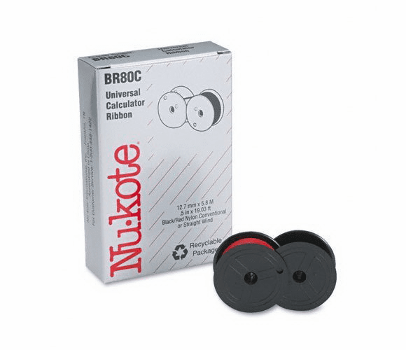 Nu-Kote BR80C Nylon Calculator Ribbon (Black/Red)
