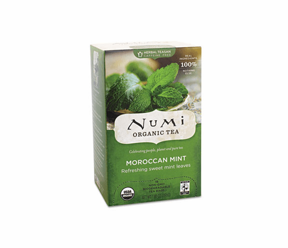 NUM10104 Organic Teas and Teasans, 1.4 oz, Moroccan Mint, 18/Box By Numi