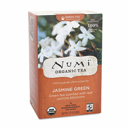 NUM10108 Organic Teas and Teasans, 1.27 oz, Jasmine Green, 18/Box By Numi