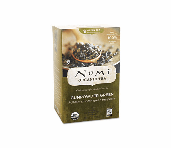 NUM10109 Organic Teas and Teasans, 1.27 oz, Gunpowder Green, 18/Box By Numi