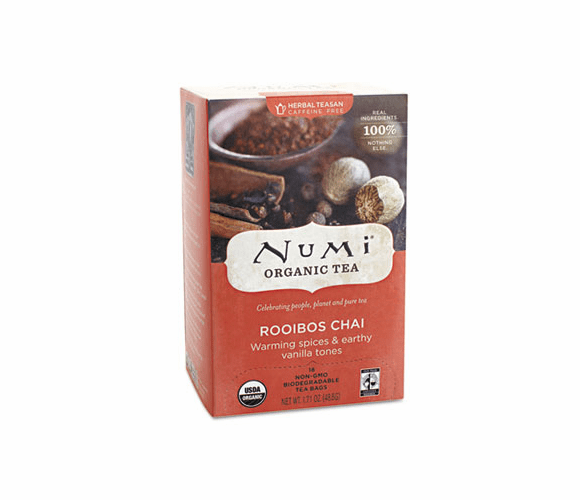 NUM10200 Organic Teas and Teasans, 1.71 oz, Rooibos Chai, 18/Box By Numi