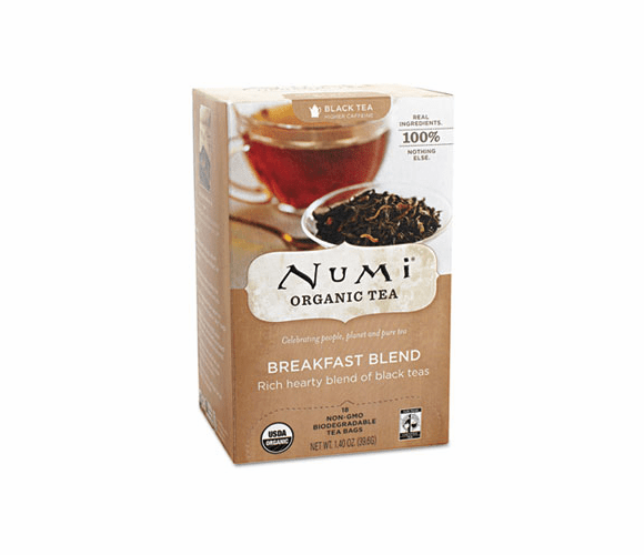NUM10220 Organic Teas and Teasans, 1.4 oz, Breakfast Blend, 18/Box By Numi