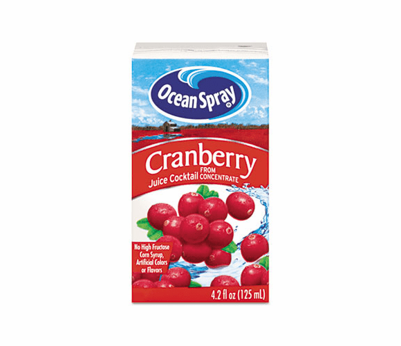 OCS00322 Aseptic Juice Boxes, Cranberry, 4.2 oz, 40 per Carton By OCEAN SPRAY