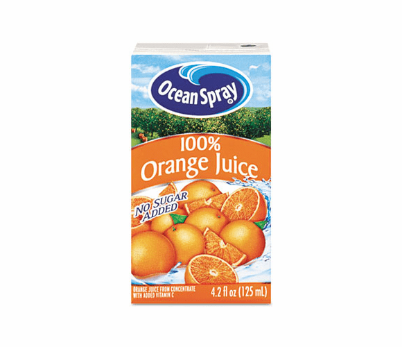 OCS00324 Aseptic Juice Boxes, 100% Orange, 4.2 oz, 40 per Carton By OCEAN SPRAY