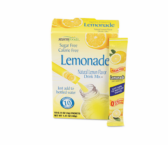 OFX02722 Flavor Stix for Bottled Water, Sugar-Free, Lemonade, .14 oz, 10 Stix/Box By OFFICE SNAX, INC.