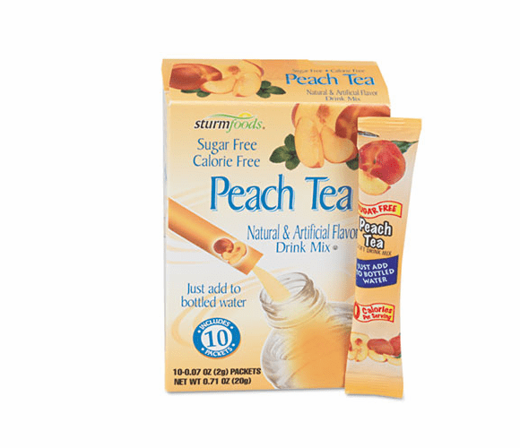 OFX02724 Flavor Stix for Bottled Water, Sugar-Free, Peach Tea, .07 oz, 10 Stix/Box By OFFICE SNAX, INC.