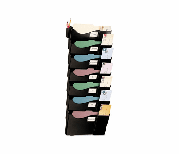 OIC21726 Wall Filing System, Seven Pockets, 38 1/4 x 15 3/4 x 4, Plastic, Black By OFFICEMATE INTERNATIONAL CORP.