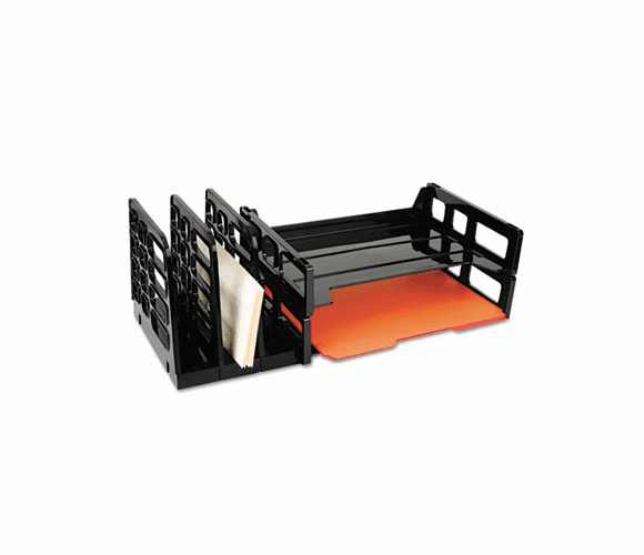 OIC26152 Recycled Combination 3-Compartment Sorter with 2 Letter Trays, Plastic, Black By OFFICEMATE INTERNATIONAL CORP.