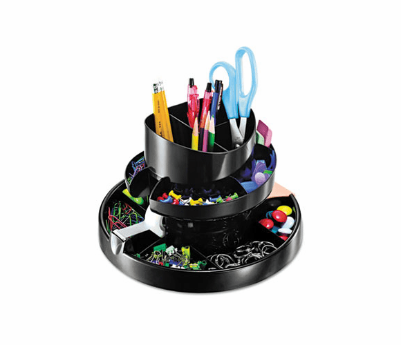 OIC26255 Recycled Rotary Organizer, 16 compartments, 10 1/4 x 6 3/4, Black By OFFICEMATE INTERNATIONAL CORP.