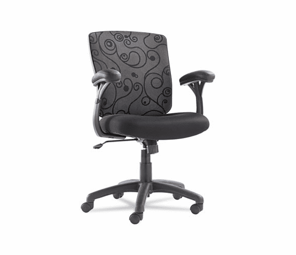 OIFLG4217 Mid-Back Swivel/Tilt Mesh Swirl Chair, White/Black By OIF