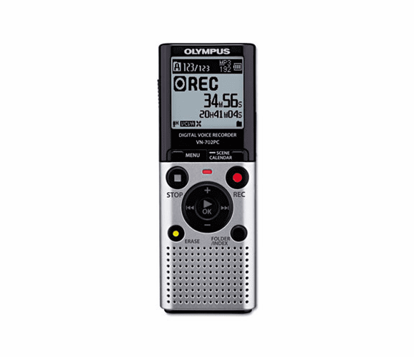 OLYV405171SU000 VN-702PC Digital Voice Recorder, 2GB, Silver By OLYMPUS CORP.