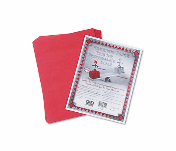 PAC103442 Riverside Construction Paper, 76 lbs., 9 x 12, Holiday Red, 50 Sheets/Pack By PACON CORPORATION