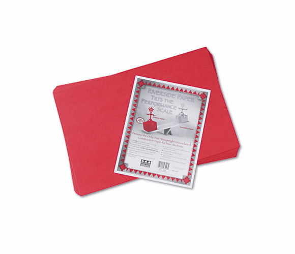 PAC103443 Riverside Construction Paper, 76 lbs., 12 x 18, Holiday Red, 50 Sheets/Pack By PACON CORPORATION