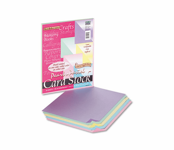 PAC109130 Reminiscence Card Stock, 65 lbs., Letter, Assorted Pastel Pearl Colors, 50/Pack By PACON CORPORATION