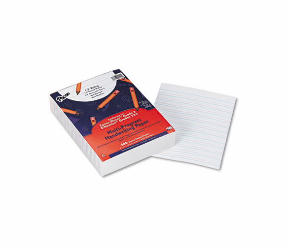 PAC2422 Multi-Program Handwriting Paper, 1/2" Short Rule, 10-1/2 x 8, White, 500 Shts/Pk By PACON CORPORATION