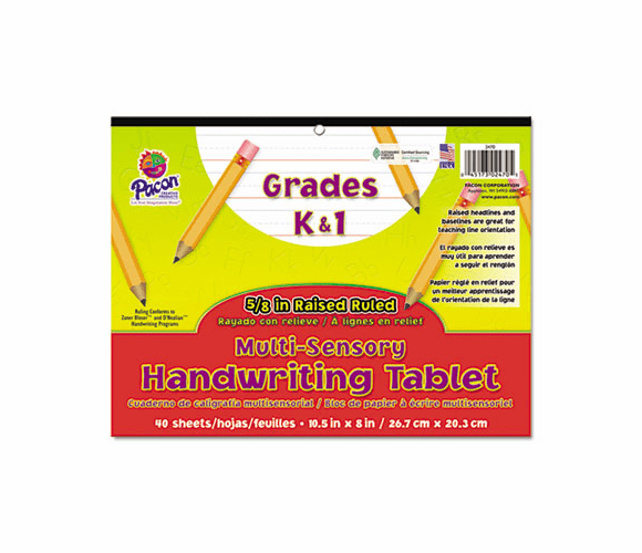 PAC2470 Multi-Sensory Handwriting Tablet, 10-1/2 x 8, 40 Sheets/Pad By PACON CORPORATION