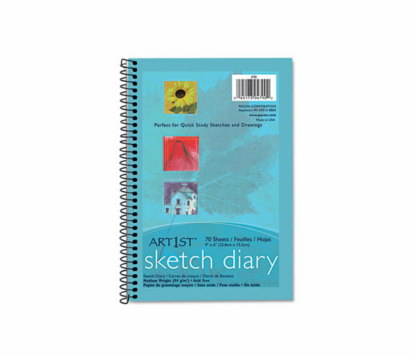 PAC4790 Art 1st Sketch Diary, 9 x 6, White, 70 Sheets/Pad By PACON CORPORATION