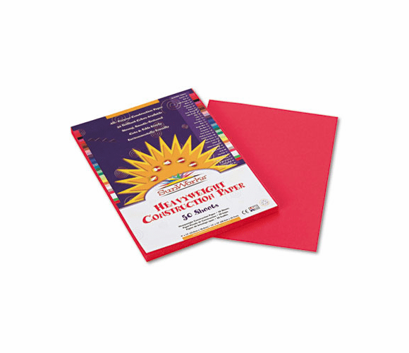PAC6003 Construction Paper, 58 lbs., 9 x 12, Scarlet, 50 Sheets/Pack By PACON CORPORATION