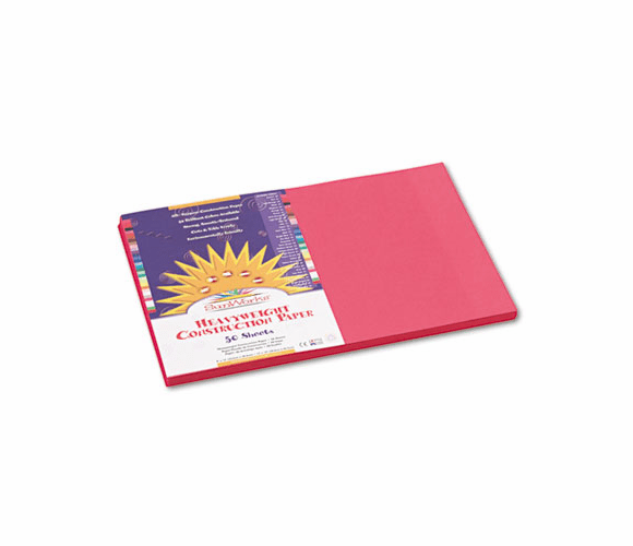 PAC6007 Construction Paper, 58 lbs., 12 x 18, Scarlet, 50 Sheets/Pack By PACON CORPORATION