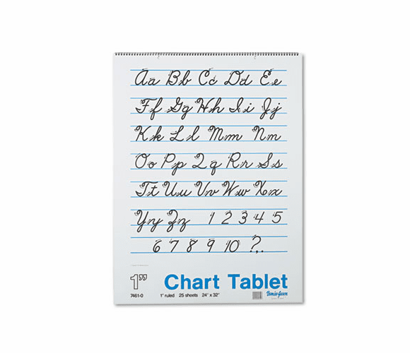 PAC74610 Chart Tablets w/Cursive Cover, Ruled, 24 x 32, White, 25 Sheets/Pad By PACON CORPORATION