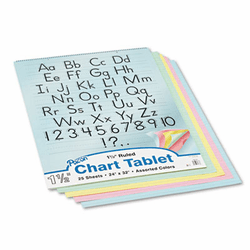 PAC74733 Colored Chart Tablet, Ruled, 24 x 32, YW/Pink/Salmon/BE/GN, 25 Sheets/Pad By PACON CORPORATION