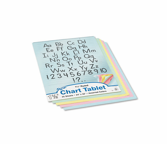 PAC74733 Colored Chart Tablet, Ruled, 24 x 32, YW/Pink/Salmon/BE/GN, 25 Sheets/Pad By PACON CORPORATION
