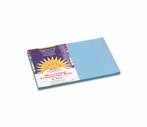 PAC7607 Construction Paper, 58 lbs., 12 x 18, Sky Blue, 50 Sheets/Pack By PACON CORPORATION