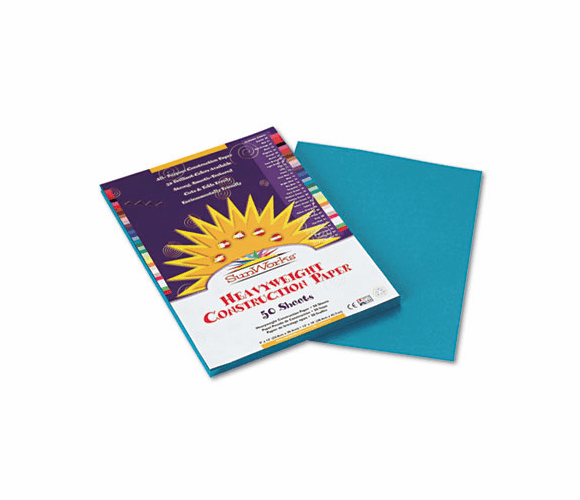 PAC7703 Construction Paper, 58 lbs., 9 x 12, Turquoise, 50 Sheets/Pack By PACON CORPORATION