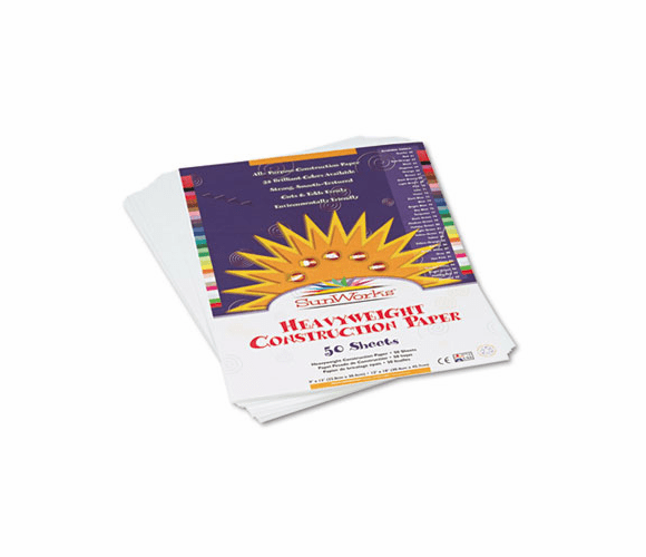 PAC8703 Construction Paper, 58 lbs., 9 x 12, Bright White, 50 Sheets/Pack By PACON CORPORATION
