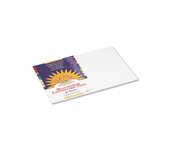 PAC8707 Construction Paper, 58 lbs., 12 x 18, Bright White, 50 Sheets/Pack By PACON CORPORATION