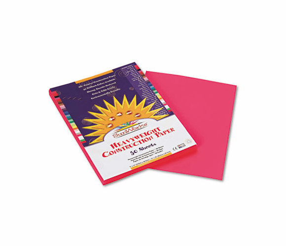 PAC9103 Construction Paper, 58 lbs., 9 x 12, Hot Pink, 50 Sheets/Pack By PACON CORPORATION